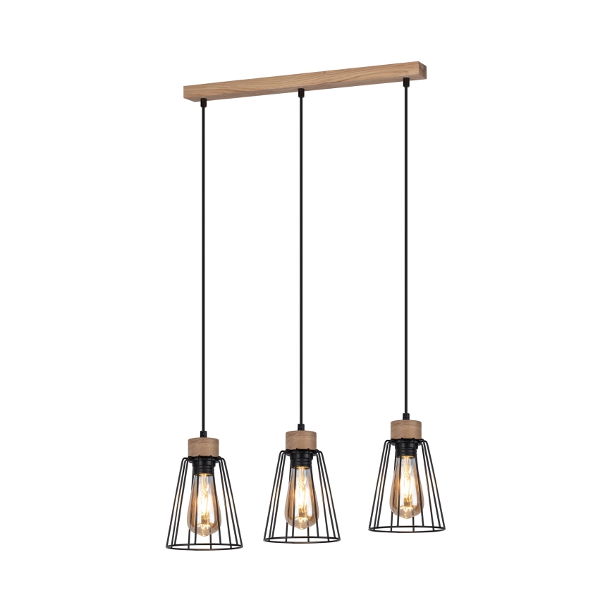 Spot-Light - Kattokruunu johdossa ORAZIO 3xE27/60W/230V tammi