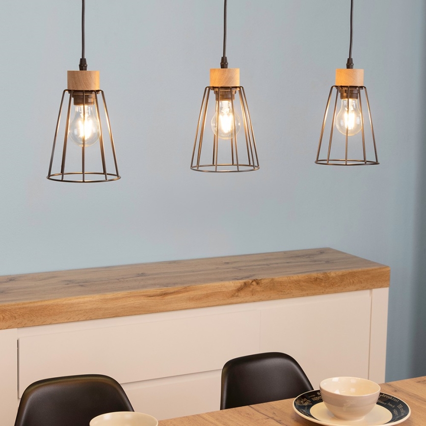 Spot-Light - Riippuvalaisin ORAZIO 3xE27/60W/230V tammi - FSC-sertifioitu