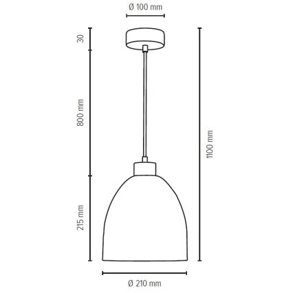 Kattokruunu johdossa ALESSANDRO 1xE27/60W/230V tammi - FSC-sertifioitu