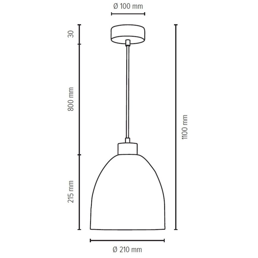 Kattokruunu johdossa ALESSANDRO 1xE27/60W/230V tammi - FSC-sertifioitu