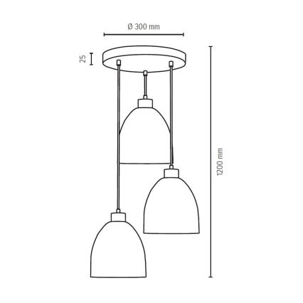 Kattokruunu narulla AURA 3xE27/60W/230V pyökki - FSC-sertifioitu