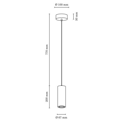 LED-kattokruunu johdossa PIPE 1xGU10/5W/230V matta tammi