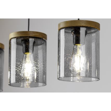 Kattokruunu narulla MONSUN 1xE27/60W/230V mänty  - FSC-sertifioitu