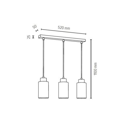 Kattokruunu johdossa BOSCO 3xE27/60W/230V - FSC-sertifioitu