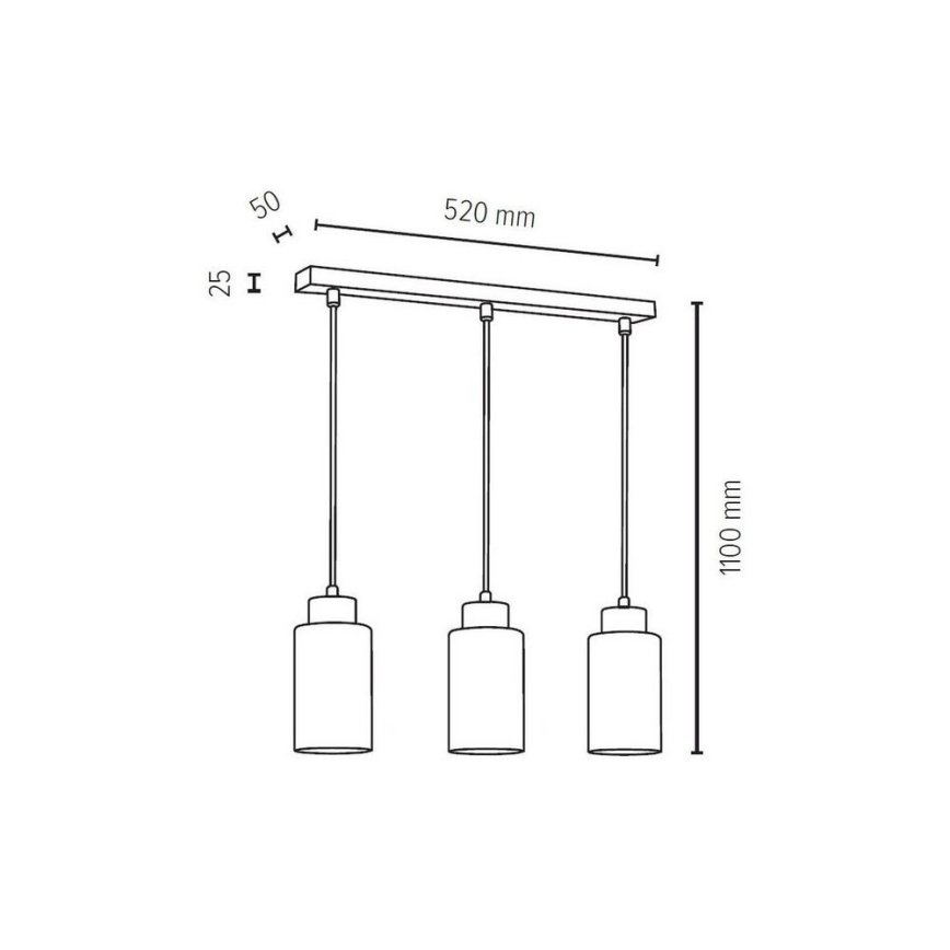 Kattokruunu johdossa BOSCO 3xE27/60W/230V - FSC-sertifioitu