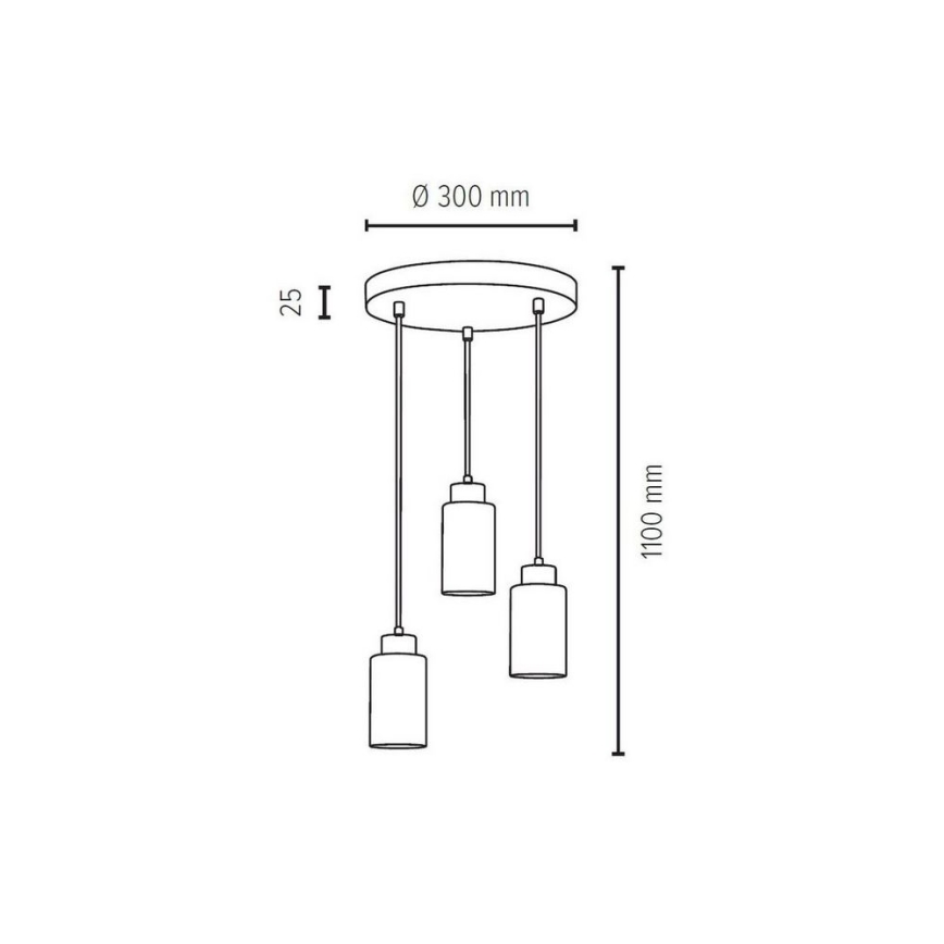 Kattokruunu johdossa BOSCO 3xE27/60W/230V - FSC-sertifioitu