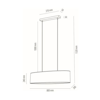 Kattokruunu johdossa DOVE 2xE27/40W/230V tammi - FSC-sertifioitu