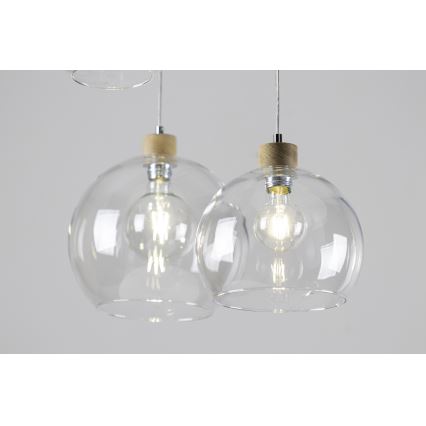 Kattokruunu narulla LAGUNA 1xE27/60W/230V tammi  - FSC-sertifioitu