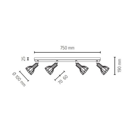 Kohdevalo MEGAN 4xE14/40W/230V tammi - FSC-sertifioitu
