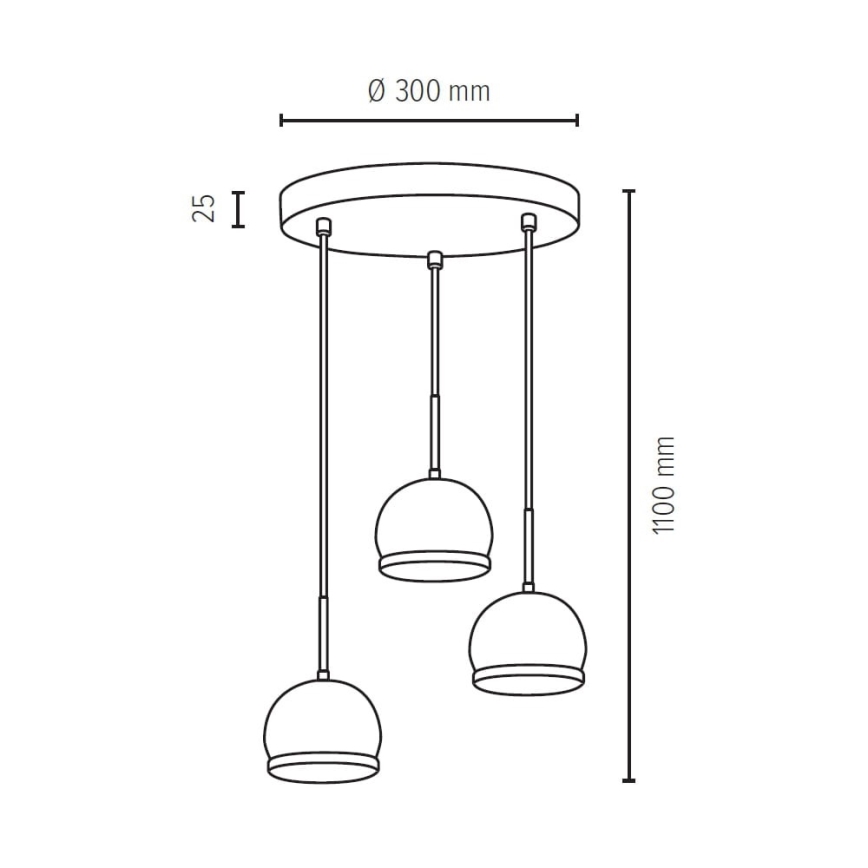 LED-kattokruunu narussa BALL WOOD 3xGU10/5W/230V pyökki - FSC-sertifioitu