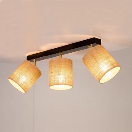 Kattokohdevalo JUTE 3xE27/25W/230V - FSC-sertifioitu