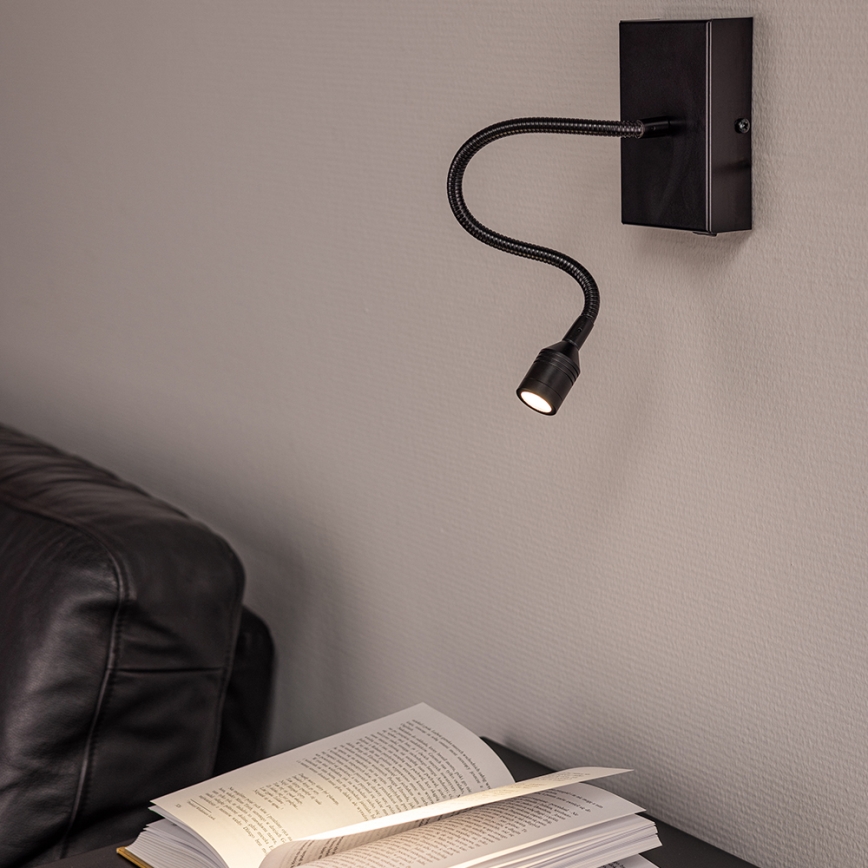 LED-seinävalaisin LECTOR LED/2,5W/230V musta