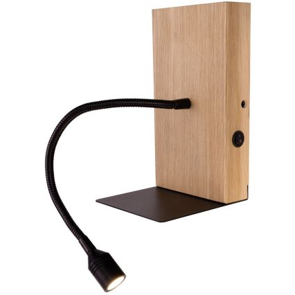 LED-seinävalaisin LECTOR LED/2,5W/230V USB tammi
