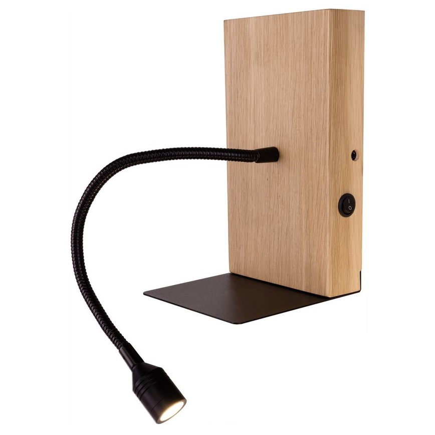 LED-seinävalaisin LECTOR LED/2,5W/230V USB tammi