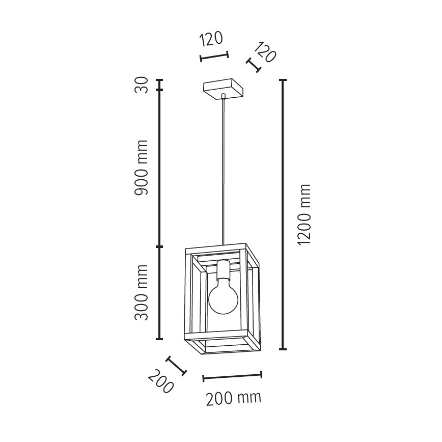 Kattokruunu johdossa KAGO 1xE27/60W/230V matta tammi - FSC-sertifioitu