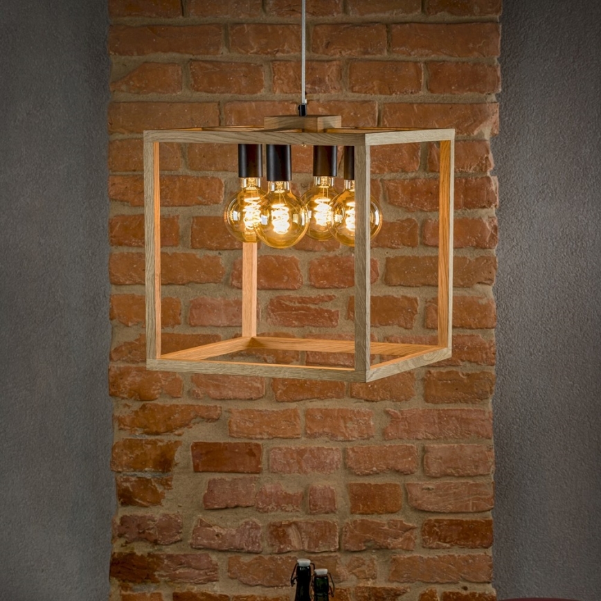 Kattokruunu johdossa KAGO 4xE27/60W/230V tammi