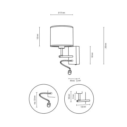 LED-seinävalaisin BOHO 1xE27/25W/230V + LED/1W/230V tammi