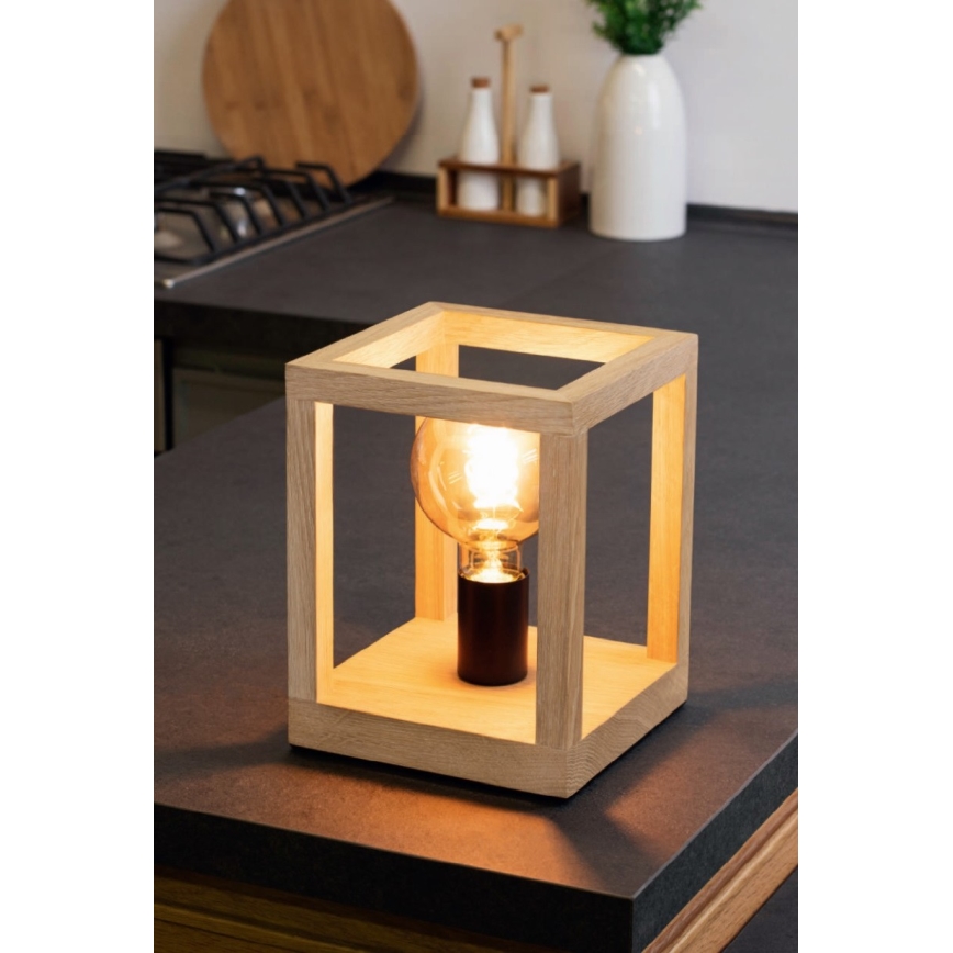 Pöytälamppu KAGO 1xE27/60W/230V mattapintainen tammi