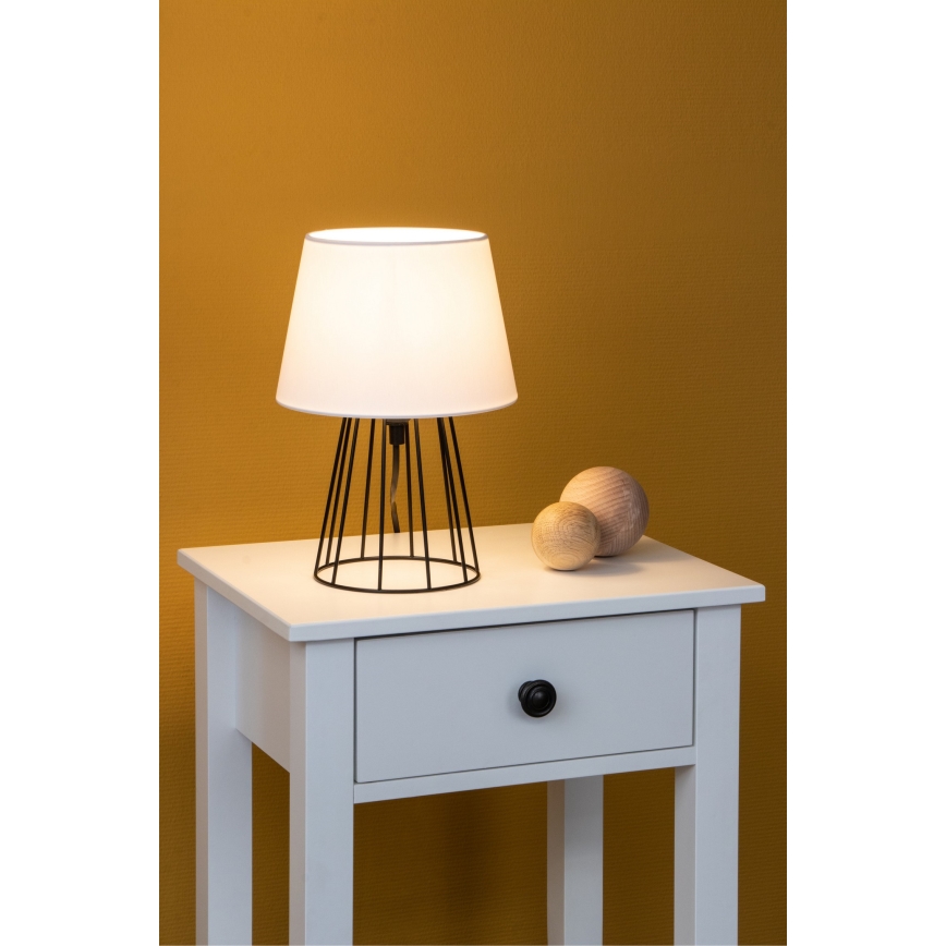 Spot-Light - Pöytävalaisin MANGOO 1xE27/40W/230V valkoinen/musta - FSC-sertifioitu