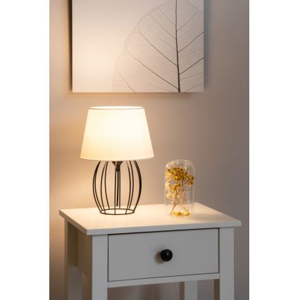 Spot-Light - Pöytävalaisin MANGOO 1xE27/40W/230V valkoinen/musta - FSC-sertifioitu