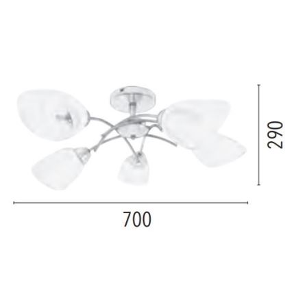 Pinta-asennettava kattokruunu VILETTA 5xE27/60W/230V - FSC-sertifioitu