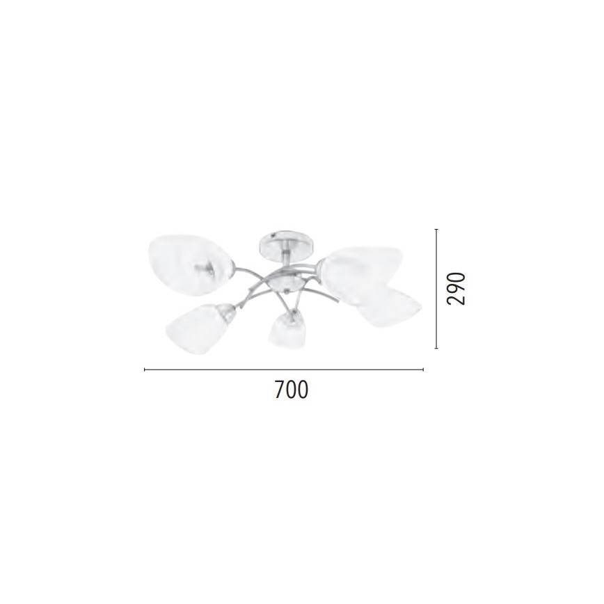Pinta-asennettava kattokruunu VILETTA 5xE27/60W/230V - FSC-sertifioitu
