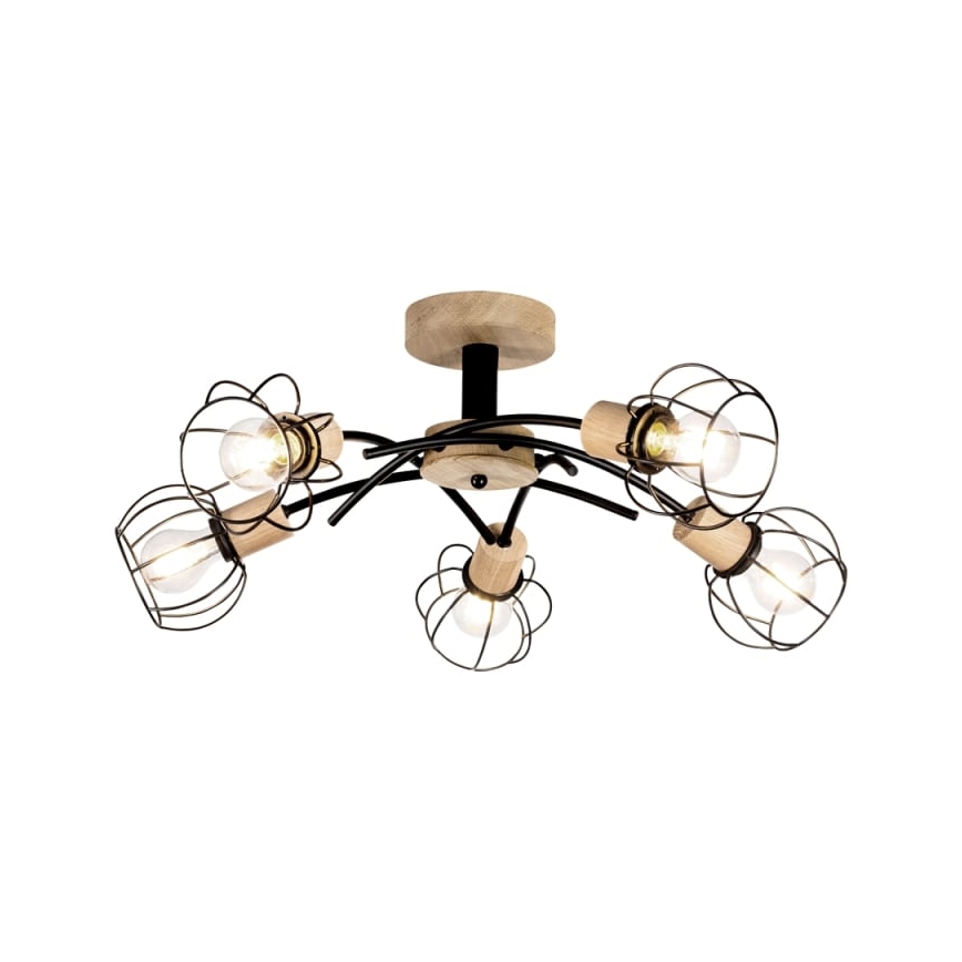 Pintakiinnitteinen kattovalaisin VIVIANE 5xE27/60W/230V tammi