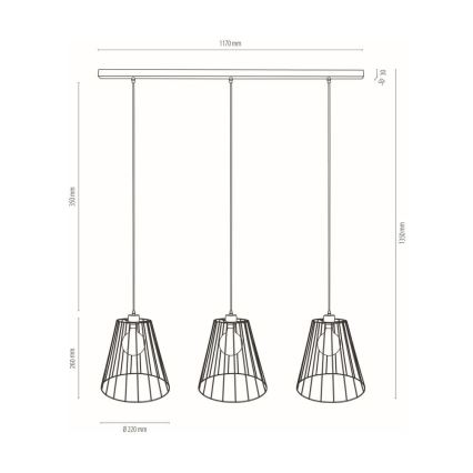 Riippuvalaisin ORAZIO 3xE27/60W/230V mänty - FSC-sertifioitu
