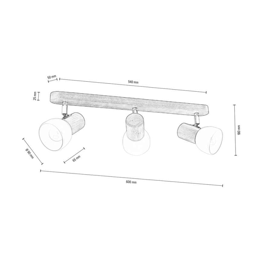 Katon kohdevalo NEL 3xE27/15W/230V mänty