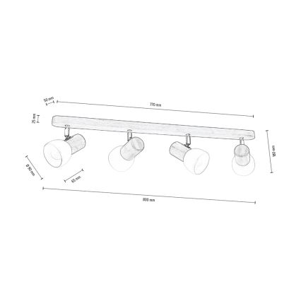 Katon kohdevalo NEL 4xE27/15W/230V mänty