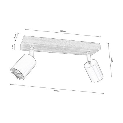 Kattovalaisin MANARA 2xGU10/5W/230V mänty - FSC-sertifioitu