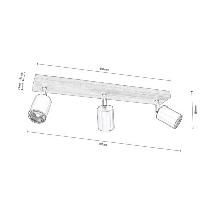 Katon kohdevalo MANARA 3xGU10/5W/230V mänty