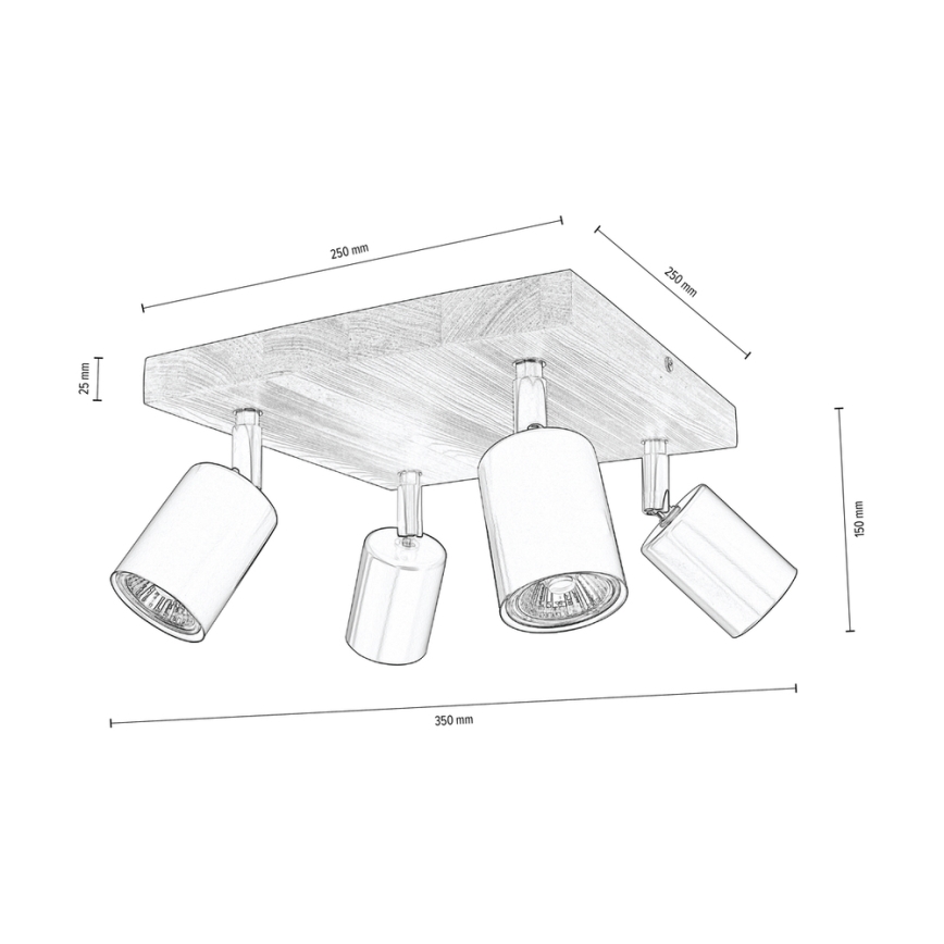 Kattovalaisin MANARA 4xGU10/5W/230V mänty - FSC-sertifioitu