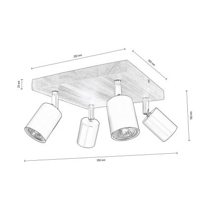 Kattovalaisin MANARA 4xGU10/5W/230V mänty - FSC-sertifioitu