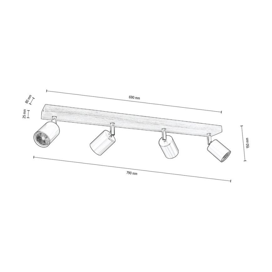 Kattovalaisin MANARA 4xGU10/5W/230V mänty - FSC-sertifioitu