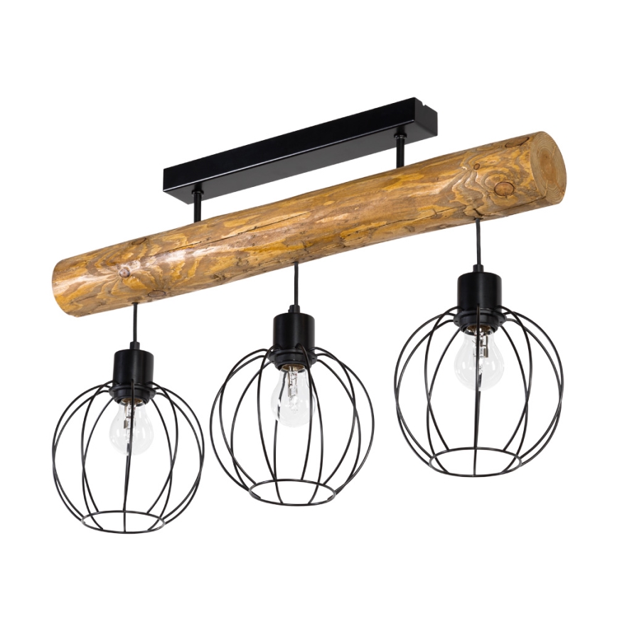 Pinta-asennettava kattokruunu BERIS 3xE27/25W/230V mänty - FSC-sertifioitu
