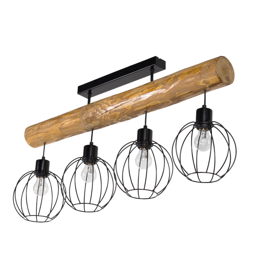 Pinta-asennettava kattokruunu BERIS 4xE27/25W/230V mänty - FSC-sertifioitu