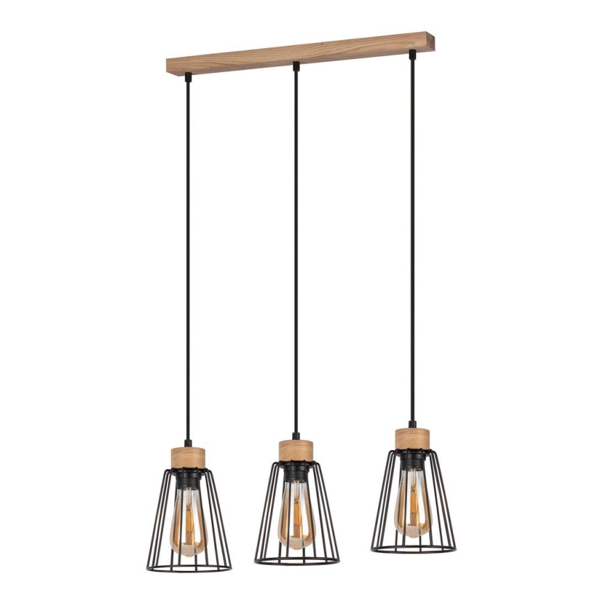 Spot-Light - Kattokruunu johdossa ORAZIO 3xE27/60W/230V tammi