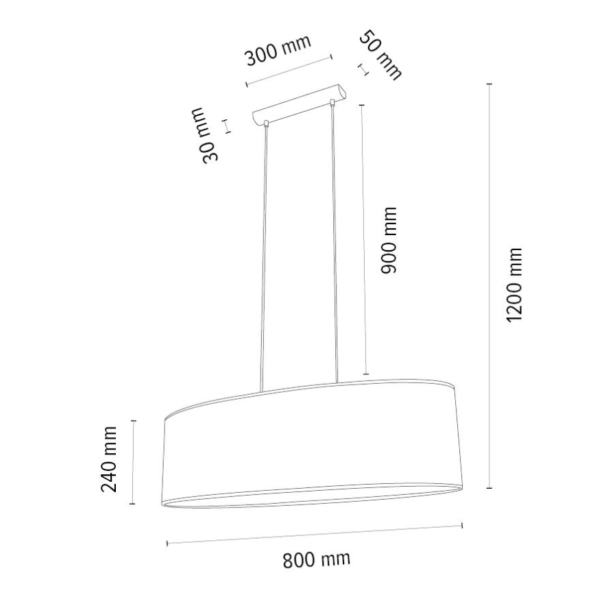 Kattokruunu johdossa MERCEDES 2xE27/40W/230V valkoinen/tammi – FSC sertifioitu