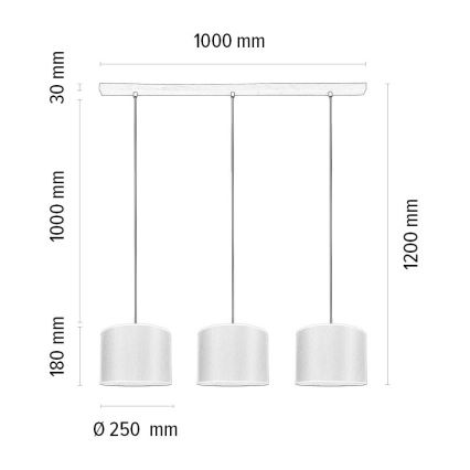 Kattokruunu johdossa BENITA 3xE27/40W/230V ruskea/tammi – FSC sertifioitu