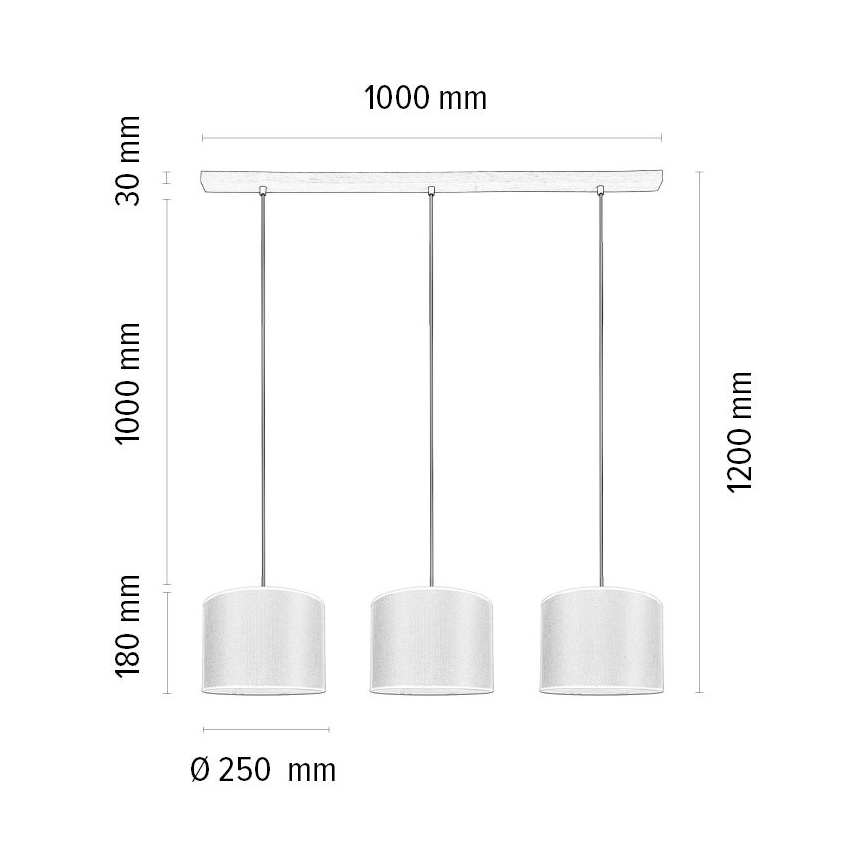 Kattokruunu johdossa BENITA 3xE27/40W/230V ruskea/tammi – FSC sertifioitu