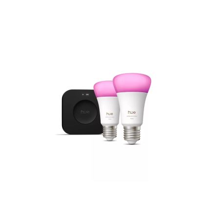 Philips Hue WHITE AND COLOR AMBIANCE -peruspaketti 2xE27/8,1W 1000-20000K + liitäntälaite