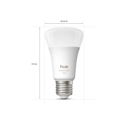 Philips Hue WHITE AND COLOR AMBIANCE -peruspaketti 2xE27/8,1W 1000-20000K + liitäntälaite