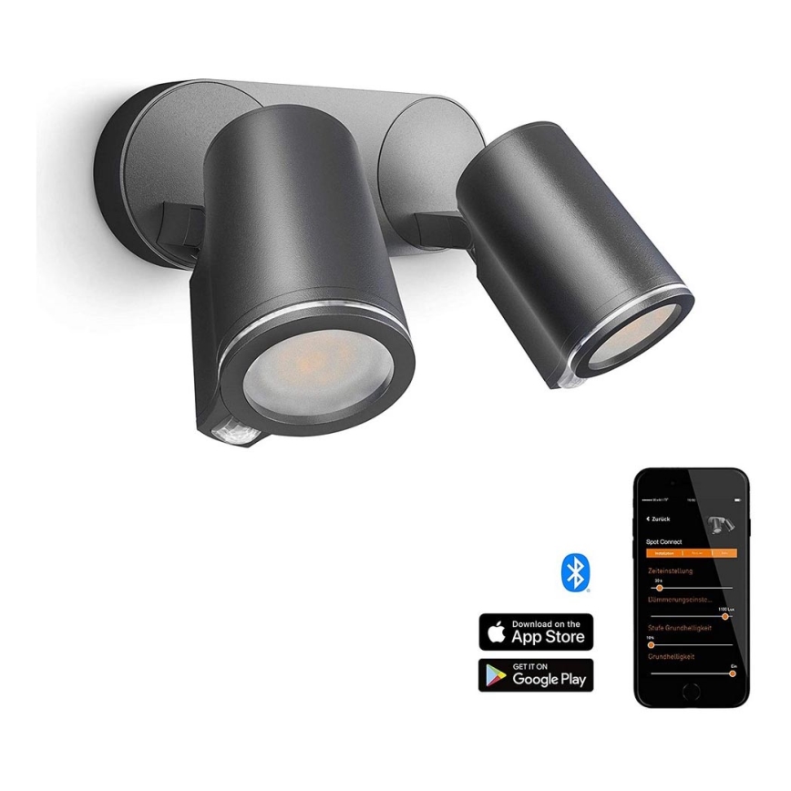 STEINEL 058654- LED-ulkovalaisin anturilla SPOT DUO 2xGU10 / 7,5W / 230V IP44