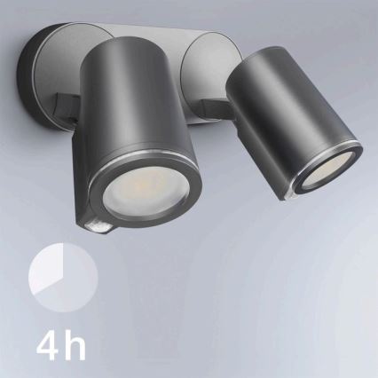 STEINEL 058654- LED-ulkovalaisin anturilla SPOT DUO 2xGU10 / 7,5W / 230V IP44
