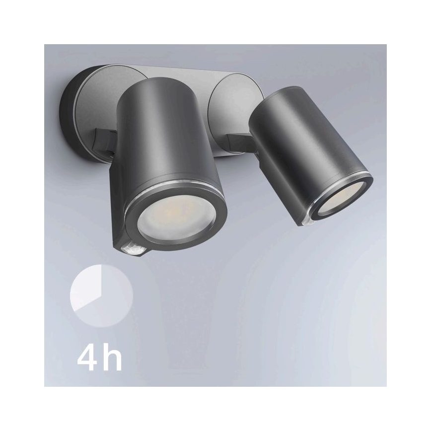 STEINEL 058654- LED-ulkovalaisin anturilla SPOT DUO 2xGU10 / 7,5W / 230V IP44