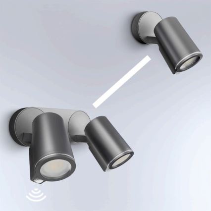 STEINEL 058654- LED-ulkovalaisin anturilla SPOT DUO 2xGU10 / 7,5W / 230V IP44
