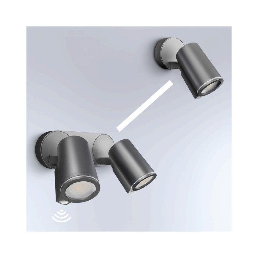 STEINEL 058654- LED-ulkovalaisin anturilla SPOT DUO 2xGU10 / 7,5W / 230V IP44