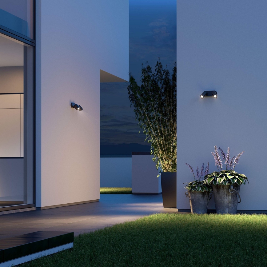 STEINEL 058654- LED-ulkovalaisin anturilla SPOT DUO 2xGU10 / 7,5W / 230V IP44