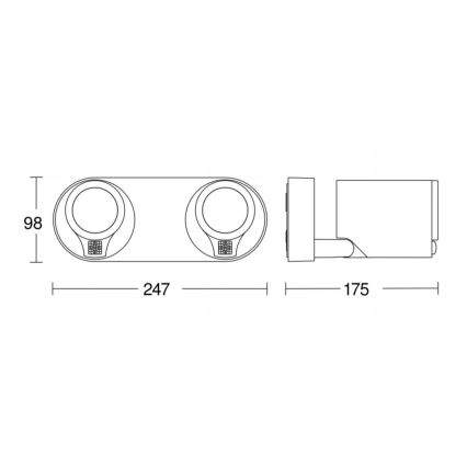 STEINEL 058654- LED-ulkovalaisin anturilla SPOT DUO 2xGU10 / 7,5W / 230V IP44